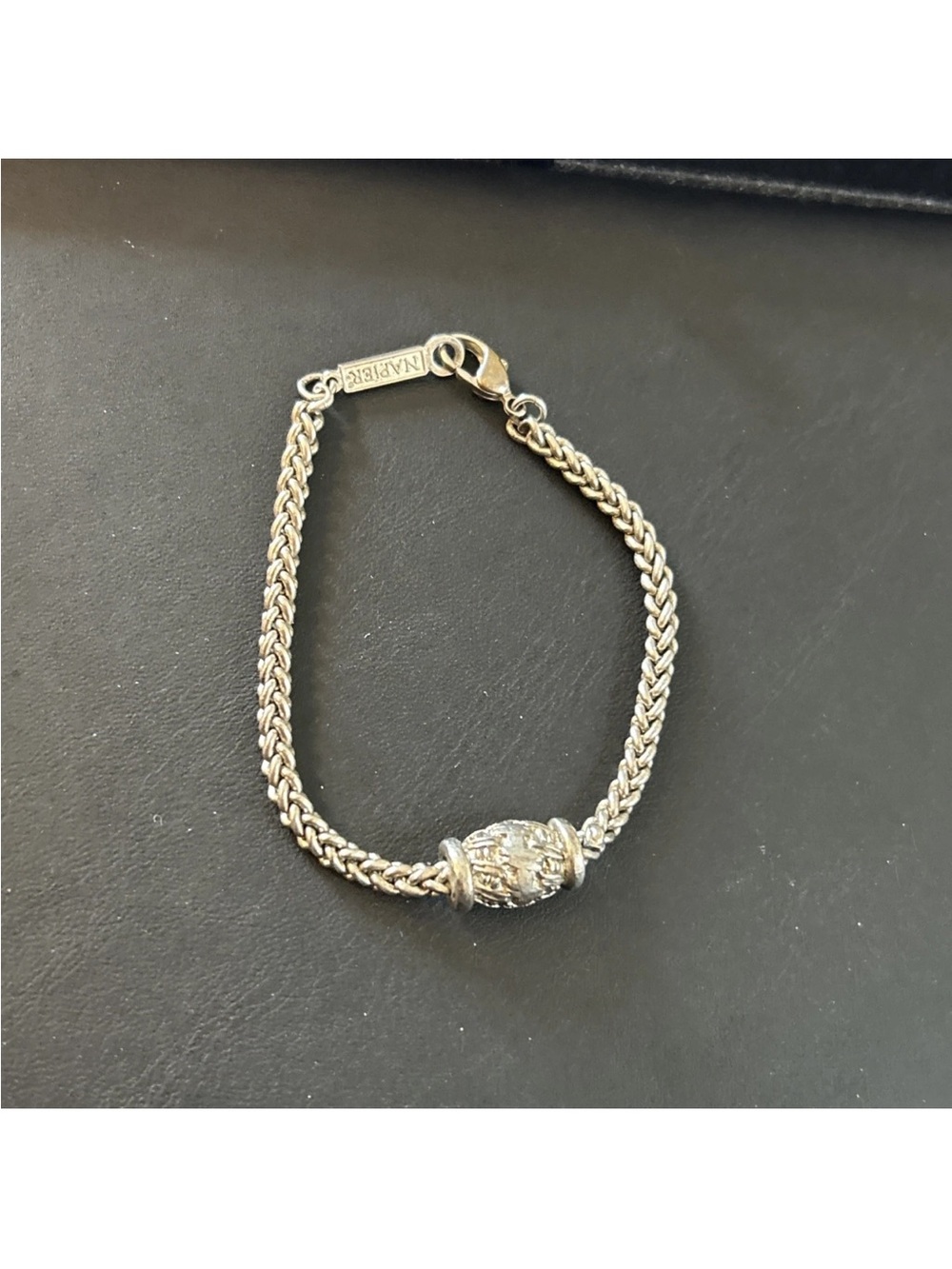 Napier Silver Braided Chain Bracelet with Textured Bead